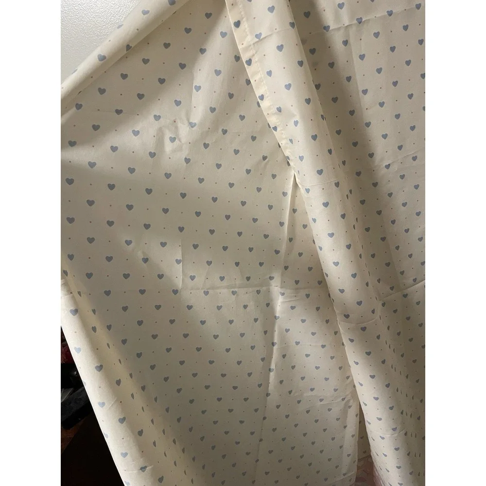 Vintage Shower Curtain Rocking Horse Blue Hearts Pink Granny Grannycore Cottage